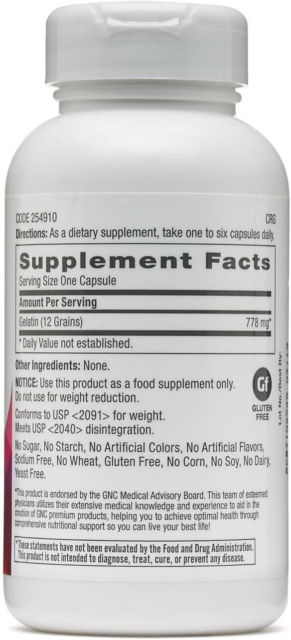 imageGNC Womens Gelatin Supplement Supports Healthy Hair Skin and Nails Natural Collagen Source 60 Capsules