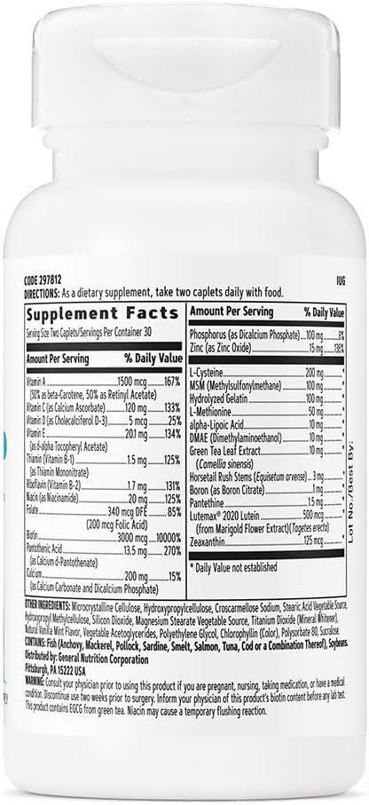 imageGNC Womens Hair Skin amp Nails Daily Multivitamin Blend Biotin 3000 mcg Hyaluronic Acid Vitamins C amp E with Niacin Added Antioxidants Supports Womens Health and Beauty 60 Caplets60 Count Pack of 1