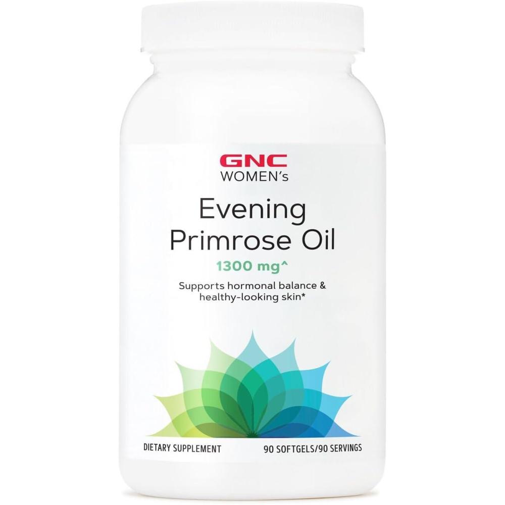 imageGNC Womens Evening Primrose Oil EPO 1300mg Supports Hormonal Balance Immunity Healthy Skin and Heart Health Daily Vitamin 90 Softgel Capsules