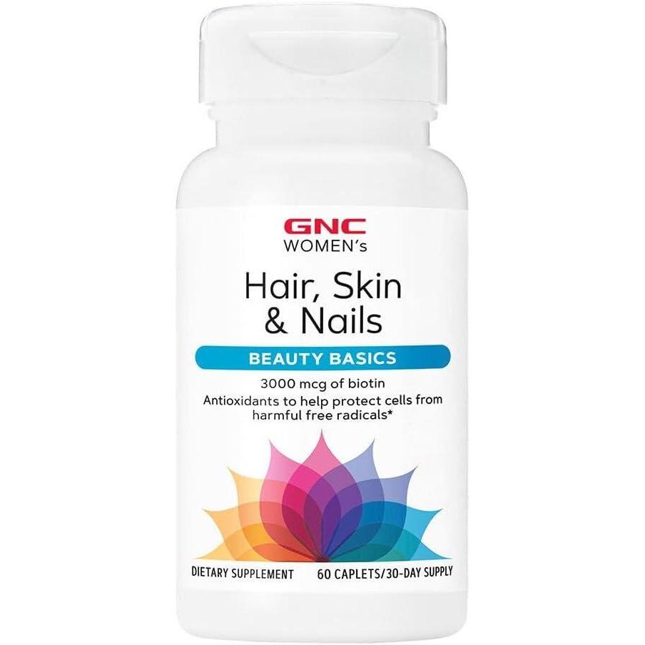 imageGNC Womens Hair Skin amp Nails Daily Multivitamin Blend Biotin 3000 mcg Hyaluronic Acid Vitamins C amp E with Niacin Added Antioxidants Supports Womens Health and Beauty 60 Caplets60 Count Pack of 1