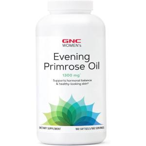 GNC Women’s Evening Primrose Oil (EPO) 1300 mg | Supports Hormonal Balance, Immunity, Healthy Skin and Heart Health | Daily Vitamin | 180 Softgel Capsules