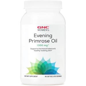 GNC Women’s Evening Primrose Oil (EPO) 1300mg, Supports Hormonal Balance, Immunity, Healthy Skin and Heart Health, Daily Vitamin, 90 Softgel Capsules