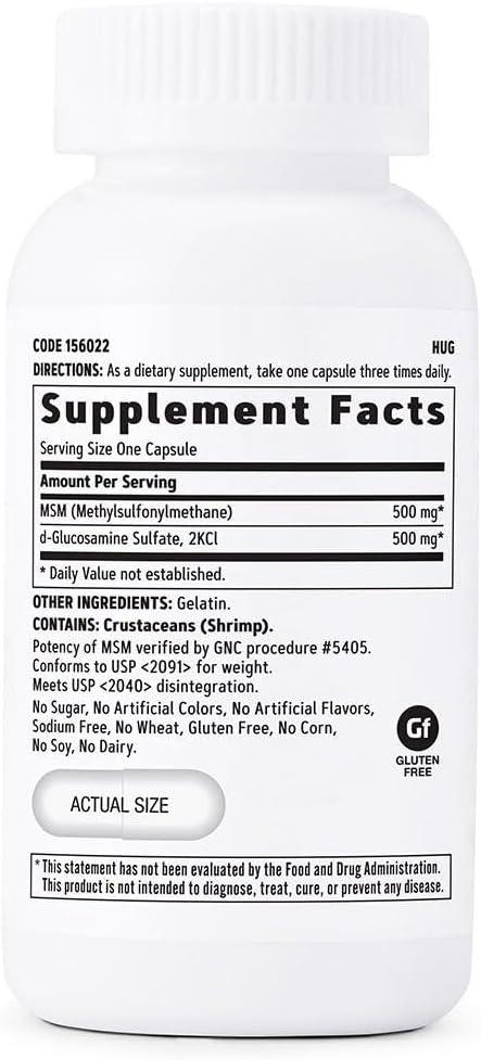 imageGNC MSM Glucosamine 500mg Supplement Supports Healthy Joint Function Supports Healthy Joint Cartilage 30 Servings