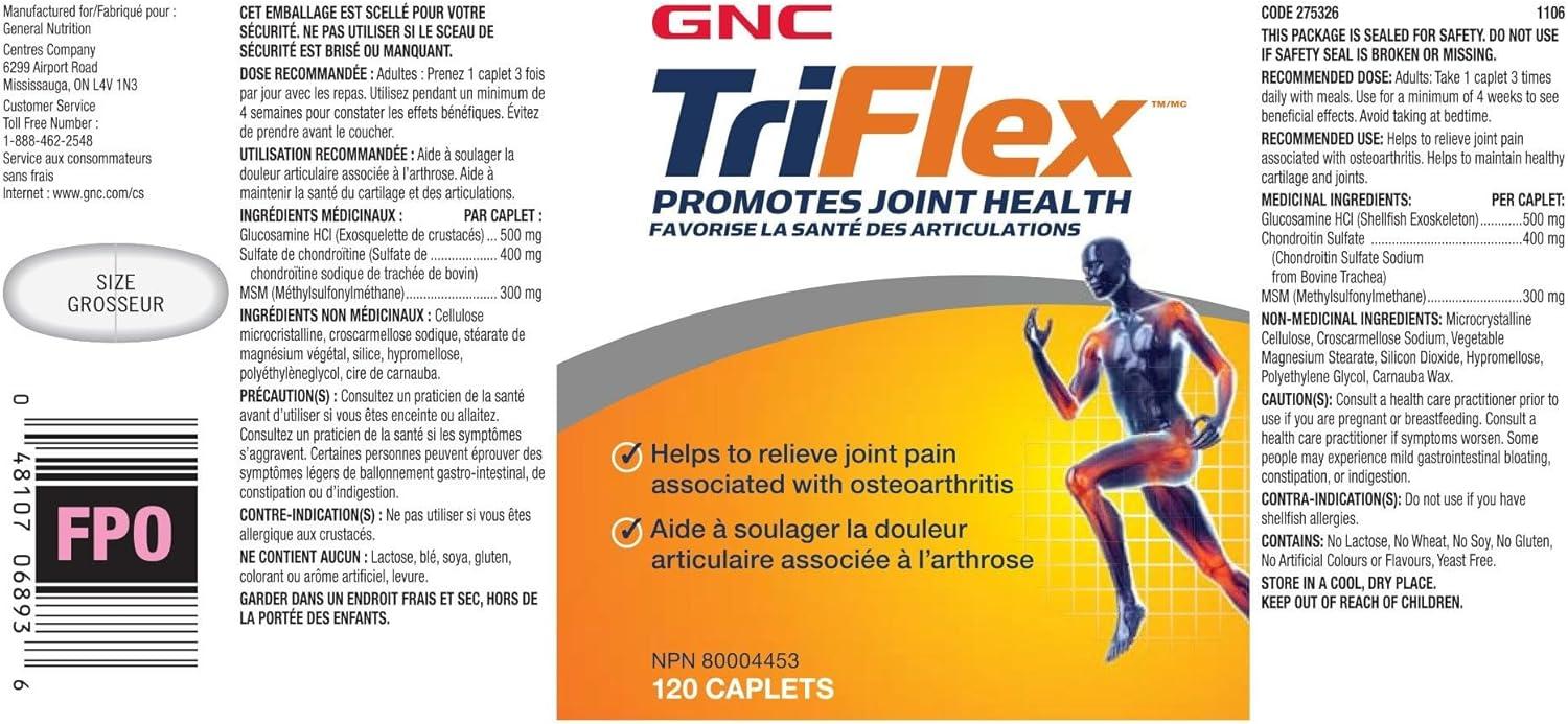 imageGNC TriFlex Targeted Joint Bone amp Cartilage Health Supplement with Glucosamine Chondroitin amp MSM Support Mobility amp Flexibility Twin Pack 2 x 240 Caplets240 Count Pack of 2