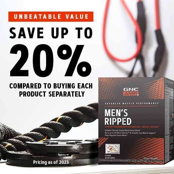 imageGNC AMP Mens Ripped Vitapak Program 4 in 1 Product Vitamin Pack Metabolism amp Lean Muscle Tone Burn Calories Water Shedding Adult Multivitamin Caffeine CLA Proven Ingredients 30Day SupplyOld Version