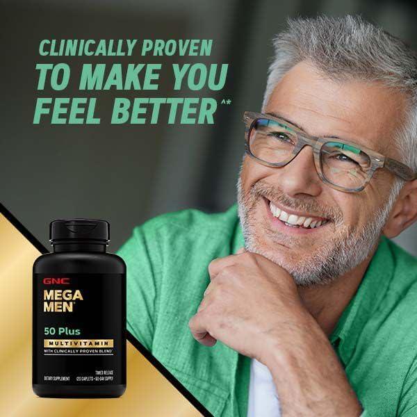 imageGNC Mega Men 50 Plus Multivitamin Antioxidants Heart Health Prostate and Circulatory Support 120 Count