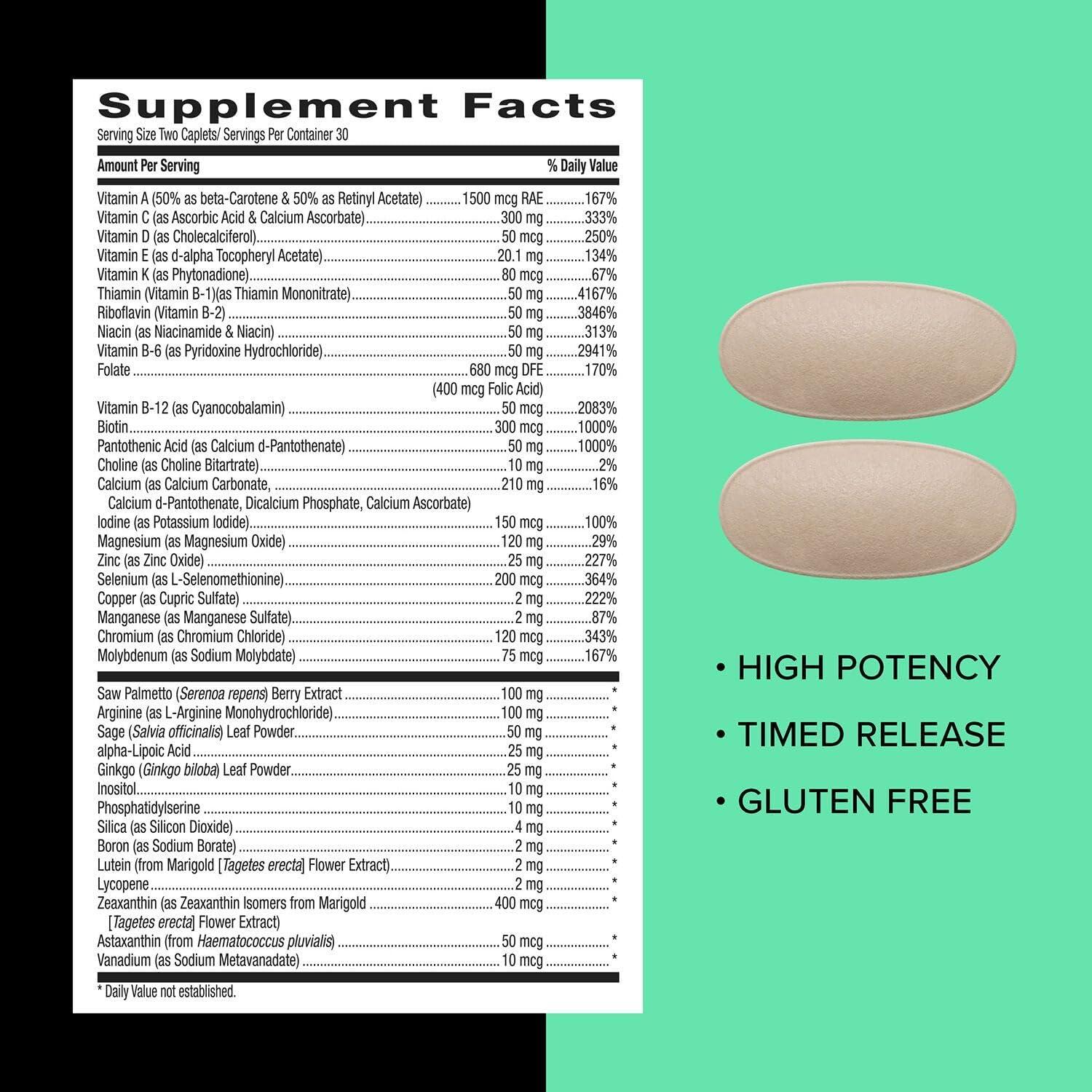 imageGNC Mega Men 50 Plus Multivitamin Caplets Clinically Proven Heart amp Prostate Health B Vitamins Saw Palmetto Memory Vitamin D3 60 Count
