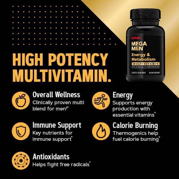 imageGNC Mega Men Energy amp Metabolism Multivitamin Antioxidants and Increased Calorie Burning 90 Count
