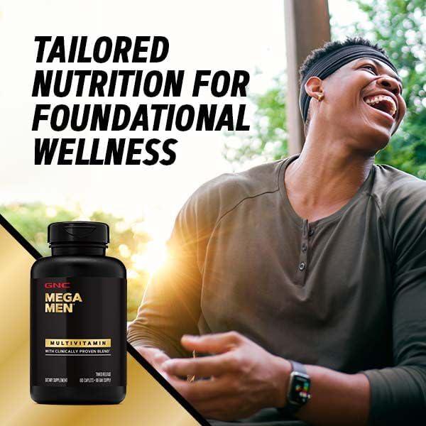 imageGNC Mega Men Multivitamin Caplets Clinically Proven to Feel Better Immune Support Energy Support Antioxidants B Vitamins Vitamin D3 Timed Release 180 count 90 day supply