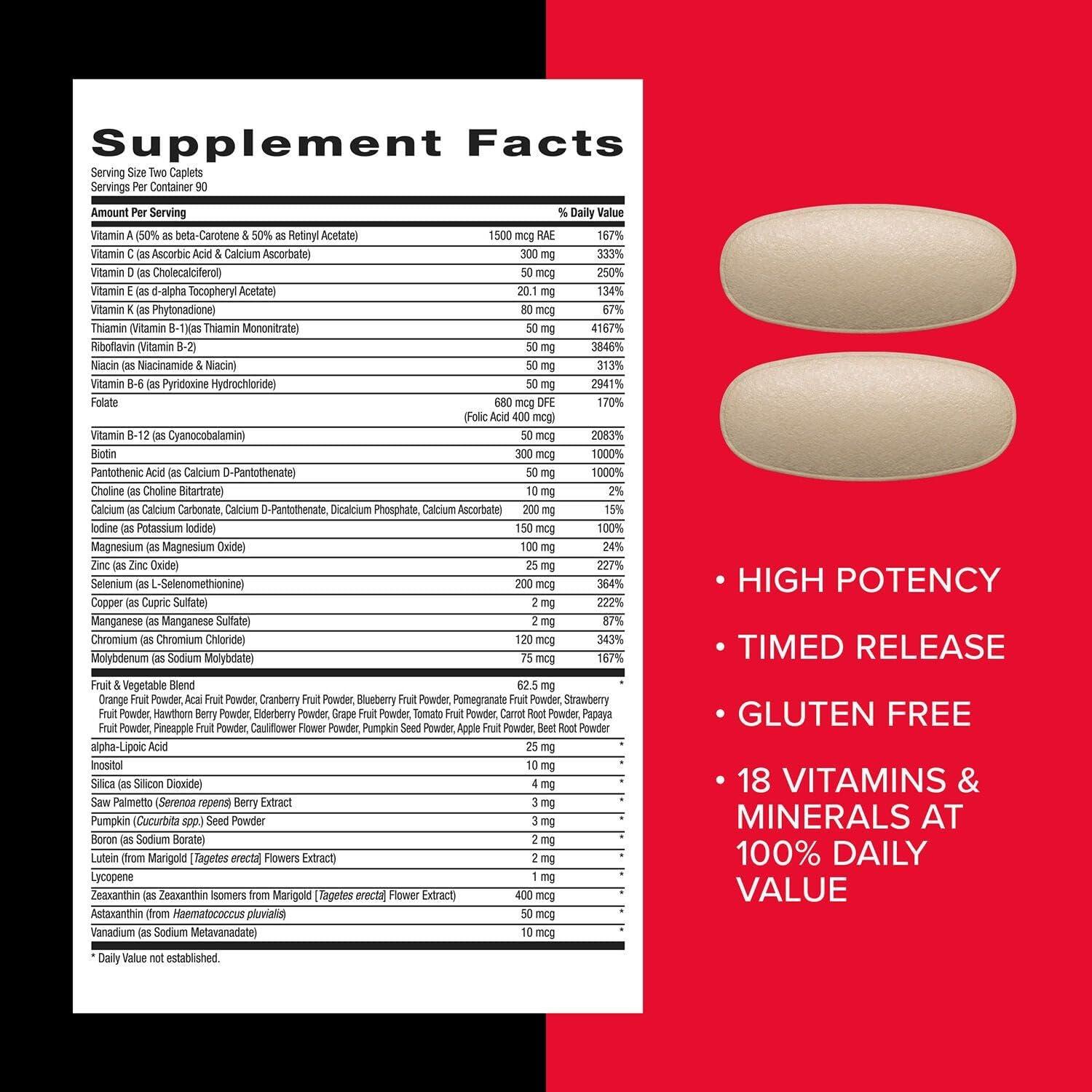 imageGNC Mega Men Multivitamin Caplets Clinically Proven to Feel Better Immune Support Energy Support Antioxidants B Vitamins Vitamin D3 Timed Release 180 count 90 day supply
