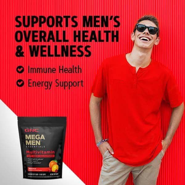 imageGNC Mega Men Soft Chew Multivitamin Energy amp Metabolism Support Gluten Free Mixed Fruit 60 Count