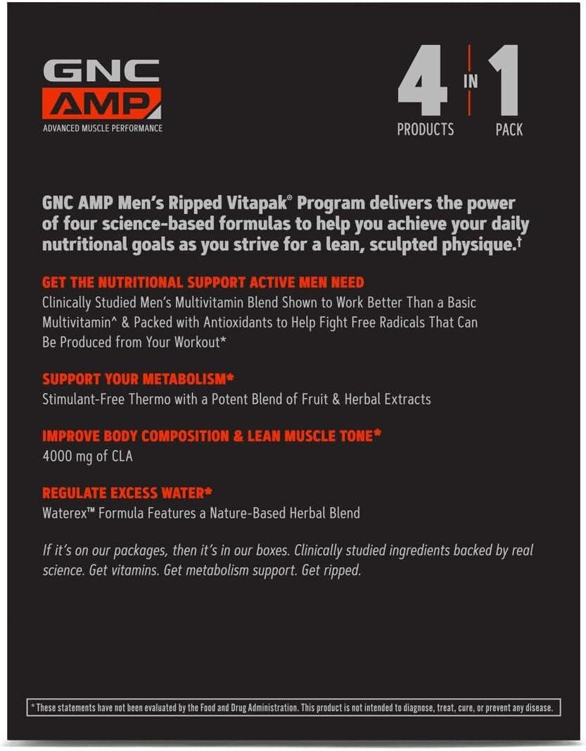 imageGNC Mens Ripped Clinically Studied Multivitamin Blend Lean Muscle Support NonStimulant Formula 30 Servings