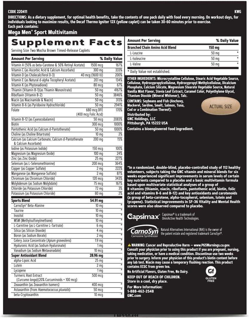 imageGNC Mens Ripped Clinically Studied Multivitamin Blend Lean Muscle Support NonStimulant Formula 30 Servings
