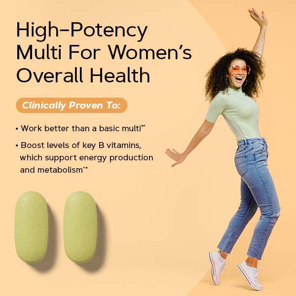 imageGNC Womens Energy and Metabolism Multivitamin Caplets Clinically Proven Calorie Burn Focus 100mg Caffeine Active Nutrition Immune Bone Beauty Iron Biotin Timed Release 180 ct 90 svgs
