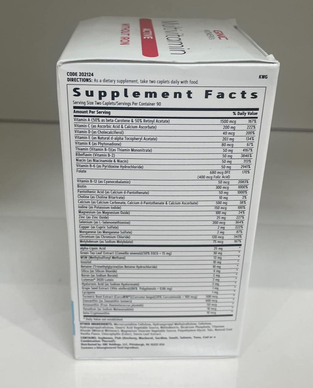 imageGNC Womens Multivitamin Active Without Iron Supports an Active Lifestyle 30 Nutrient Formula Promotes Bone amp Joint Health Helps Energy Production 180 Caplets