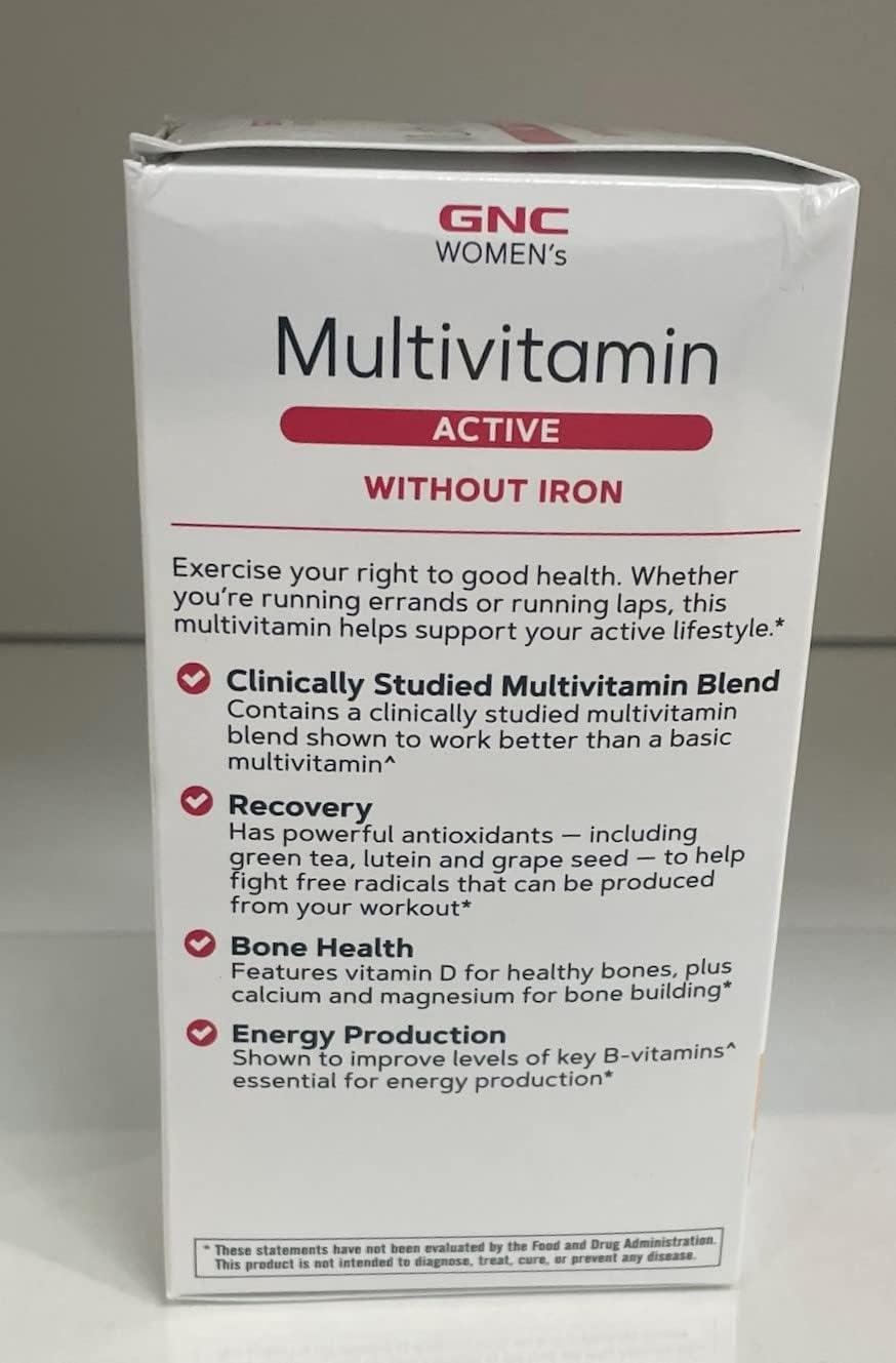 imageGNC Womens Multivitamin Active Without Iron Supports an Active Lifestyle 30 Nutrient Formula Promotes Bone amp Joint Health Helps Energy Production 180 Caplets