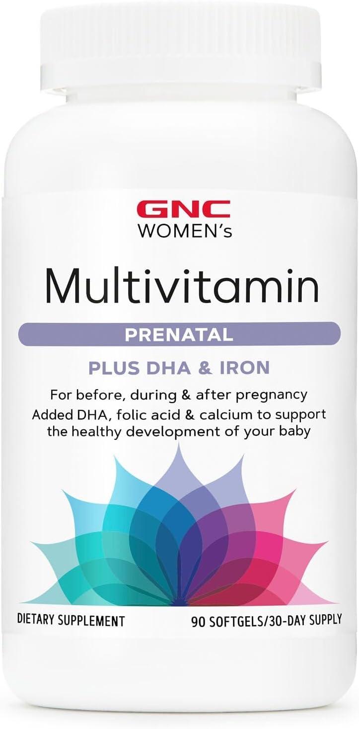 imageGNC Womens Prenatal Multivitamin Formula with DHA amp Iron Support Pregnancy and Healthy Baby Development Essential Nutrients Folic Acid Zinc Calcium Plus B Vitamins 90 Softgels