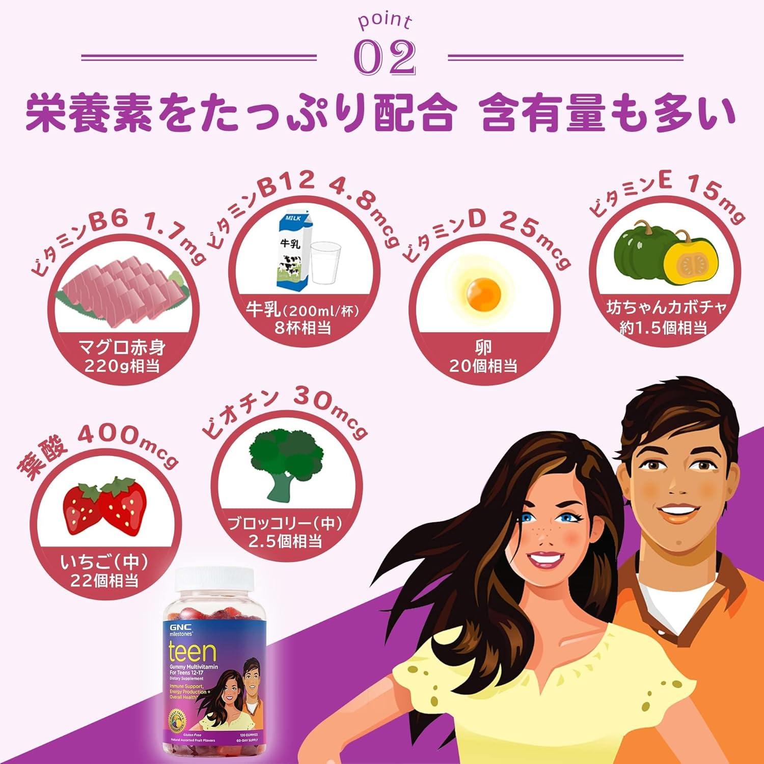 imageGNC milestones Teen Multivitamin Natural Fruit Flavors 120 Gummies 60 Servings