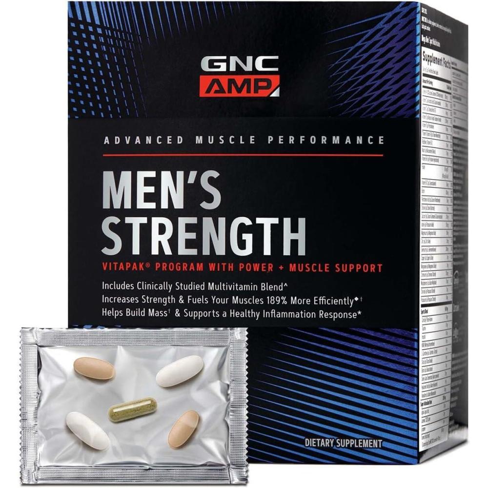 imageGNC AMP Mens Strength Vitapak Program 3 Products in 1 Pack Absorbable Creatine Mass Building Power Muscles Anabolic Primers Testosterone Boost Proven Ingredients Multivitamin 30Day Supply
