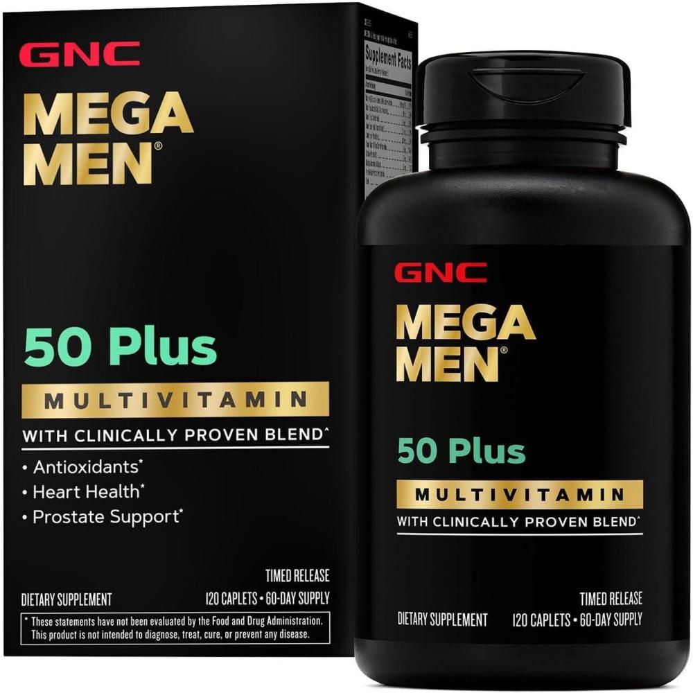 imageGNC Mega Men 50 Plus Multivitamin Antioxidants Heart Health Prostate and Circulatory Support 120 Count
