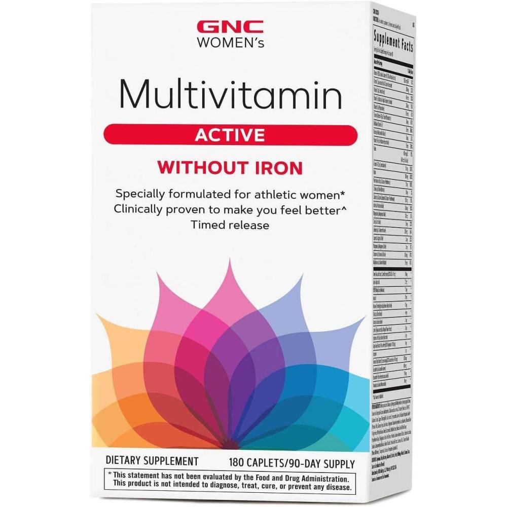 imageGNC Womens Multivitamin Active Without Iron Supports an Active Lifestyle 30 Nutrient Formula Promotes Bone amp Joint Health Helps Energy Production 180 Caplets