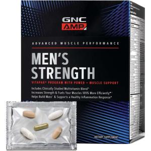 GNC AMP Men’s Strength Vitapak Program, 3 Products in 1 Pack, Absorbable Creatine, Mass Building, Power Muscles, Anabolic Primers, Testosterone Boost, Proven Ingredients, Multivitamin, 30-Day Supply