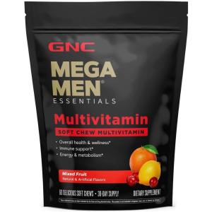 GNC Mega Men Soft Chew Multivitamin | Energy & Metabolism Support | Gluten Free | Mixed Fruit | 60 Count