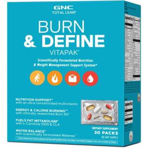 GNC Total Lean Burn and Define VitaPak Program for Men & Women, 5-in-1 Pack for Energy, Weight Management, Calorie Burn, Immune Health, Water Balance, 30 Servings
