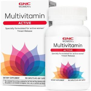 GNC Women’s Active Multivitamin Caplets, Clinically Proven, Complete Nutrition, Exercise Recovery, Energy Production, Bone Health, Beauty, Immune, Iron, Zinc, Biotin, 90 Capsules