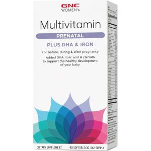 GNC Women’s Prenatal Multivitamin Formula with DHA & Iron, Support Pregnancy and Healthy Baby Development, Essential Nutrients Folic Acid, Zinc, Calcium Plus B Vitamins, 90 Softgels