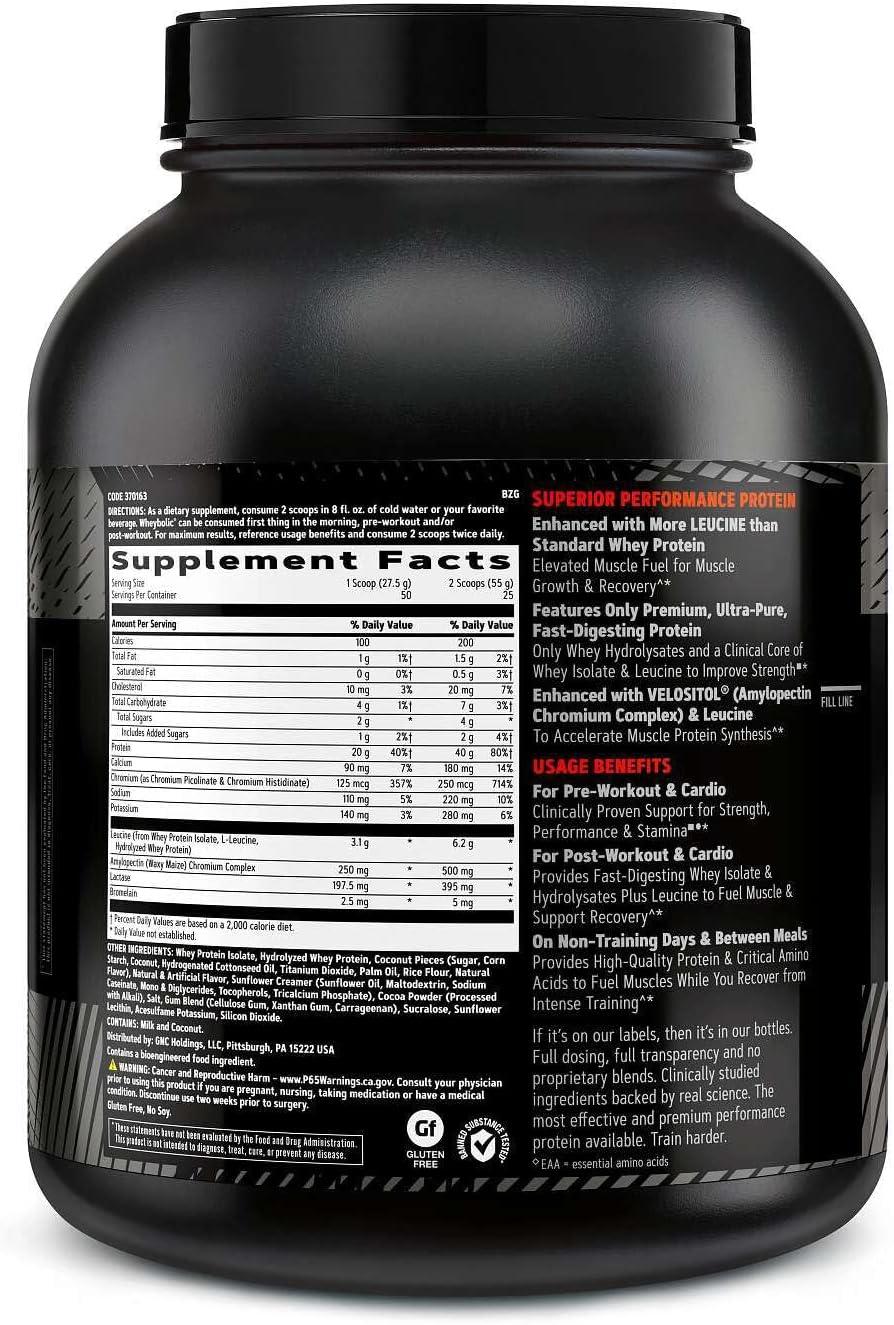 imageGNC AMP Wheybolic Clinically Proven Protein Powder 40g Whey Protein BCAA Leucine Increases Muscle Strength Muscle Building 3rd Party Tested Gluten Free Fruity Crisps 25 ServingsCoconut Caramel