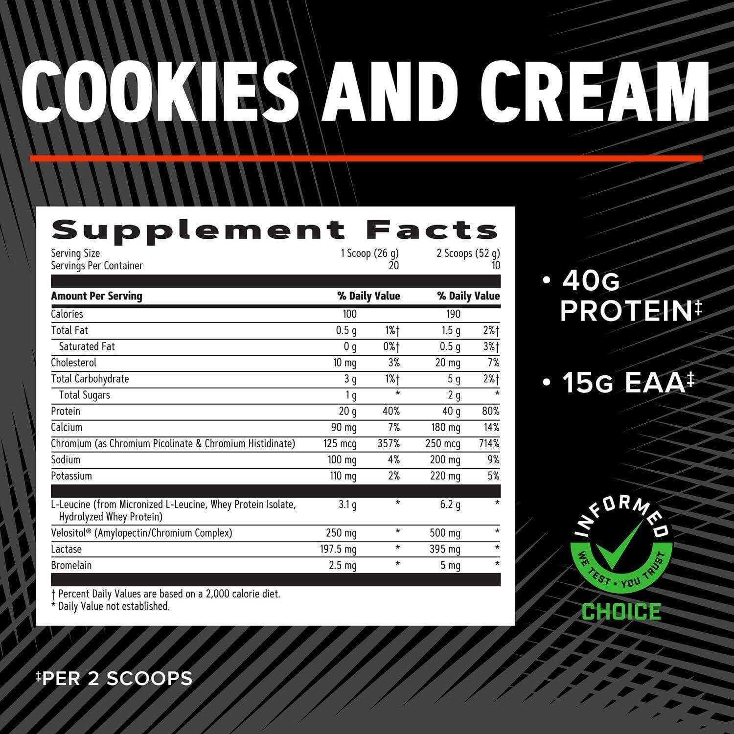 imageGNC AMP Wheybolic Clinically Proven Protein Powder 40g Whey Protein BCAA Leucine Increases Muscle Strength Muscle Building 3rd Party Tested Gluten Free Fruity Crisps 25 ServingsCookies and Cream