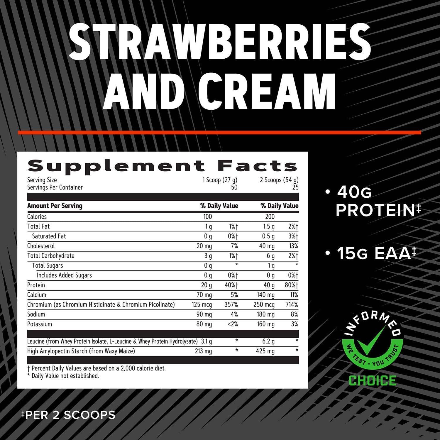 imageGNC AMP Wheybolic Clinically Proven Protein Powder 40g Whey Protein BCAA Leucine Increases Muscle Strength Muscle Building 3rd Party Tested Gluten Free Fruity Crisps 25 ServingsStrawberries and Cream