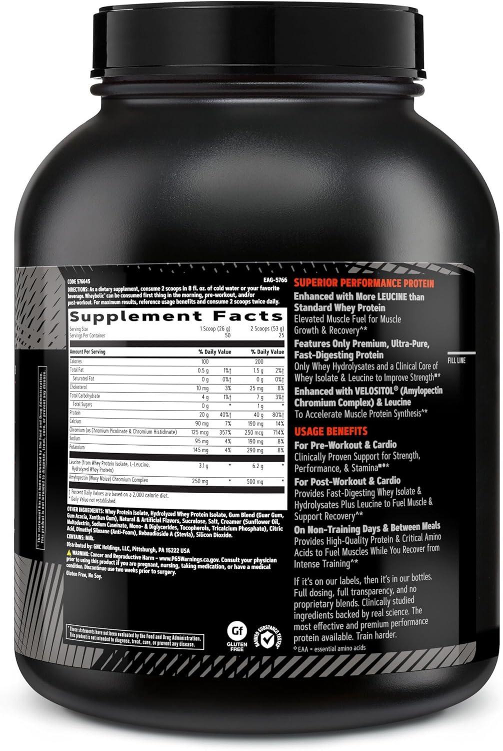imageGNC AMP Wheybolic Clinically Proven Protein Powder 40g Whey Protein BCAA Leucine Increases Muscle Strength Muscle Building 3rd Party Tested Gluten Free Fruity Crisps 25 ServingsSalted Caramel Apple
