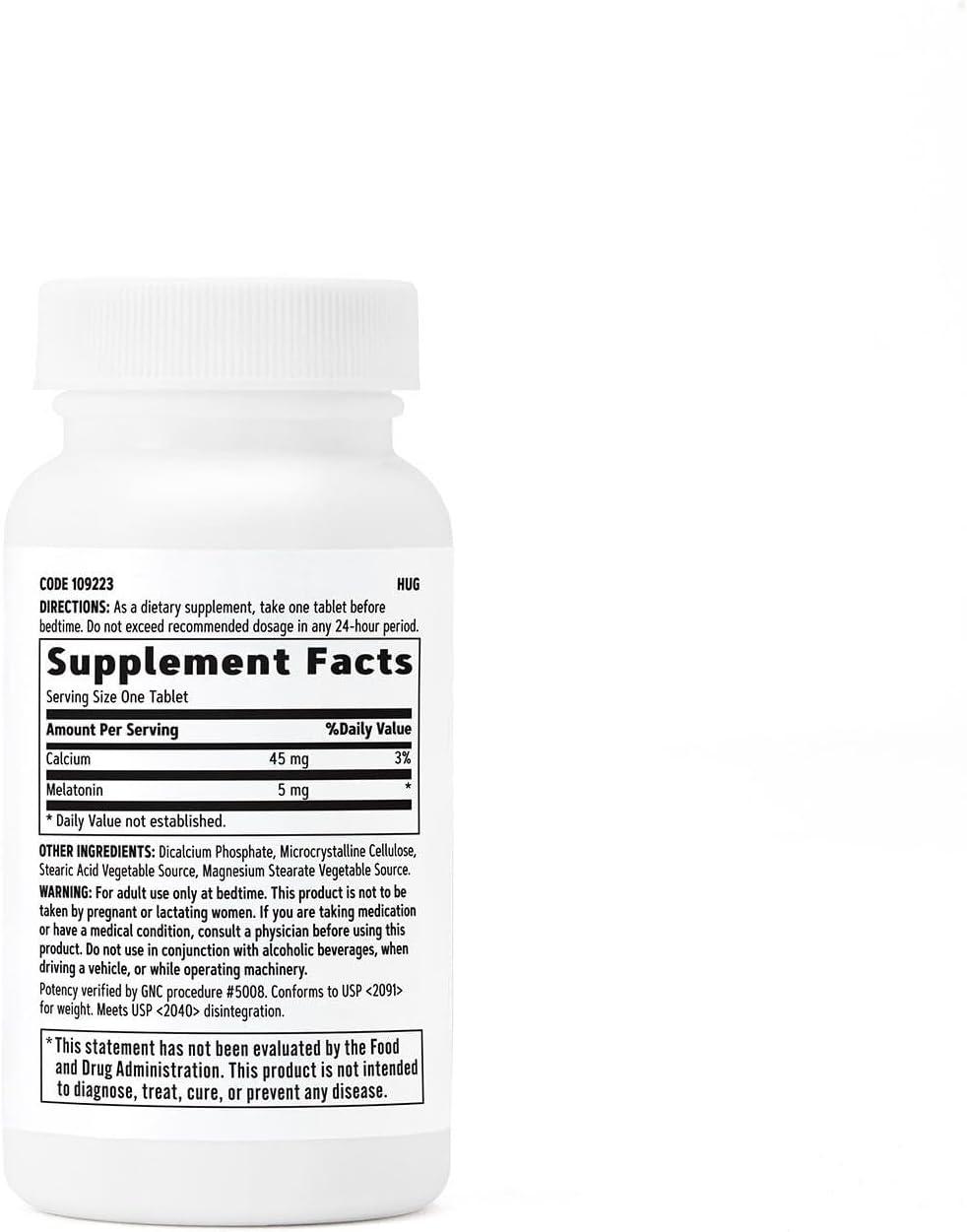 imageGNC Melatonin 5mg Supports Restful Sleep 60 Tablets60 Count Pack of 2