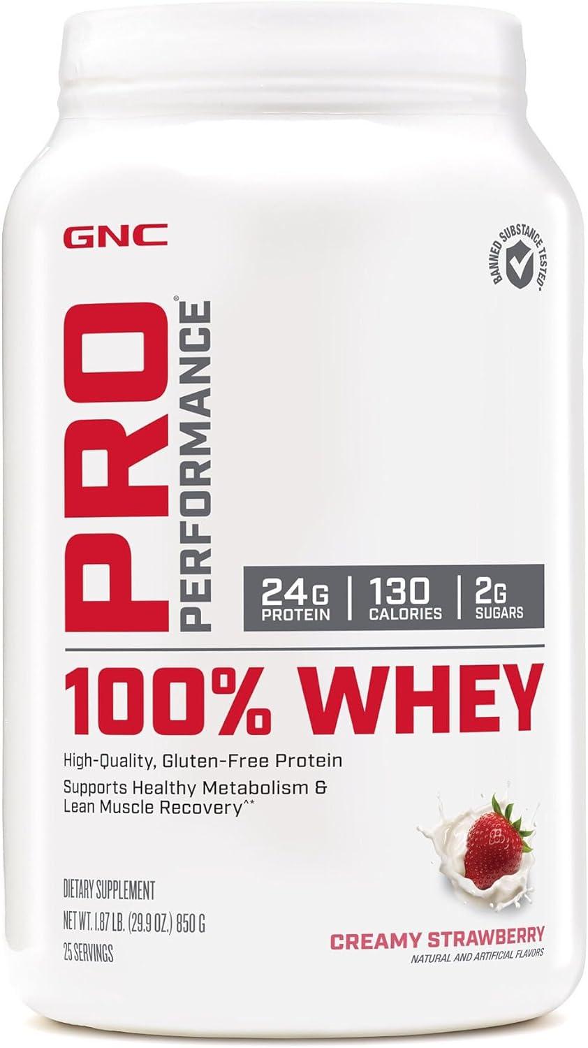 imageGNC Pro Performance 100 Whey Vanilla Cream 12 ServingsCreamy Strawberry