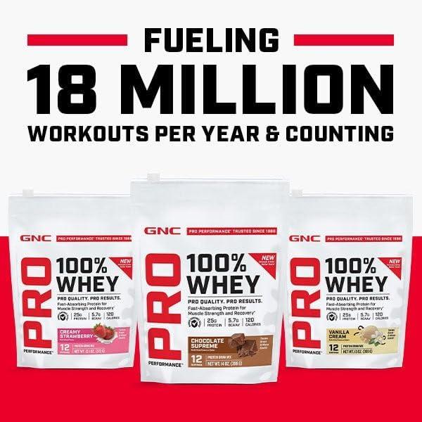 imageGNC Pro Performance 100 Whey Vanilla Cream 12 ServingsStrawberry