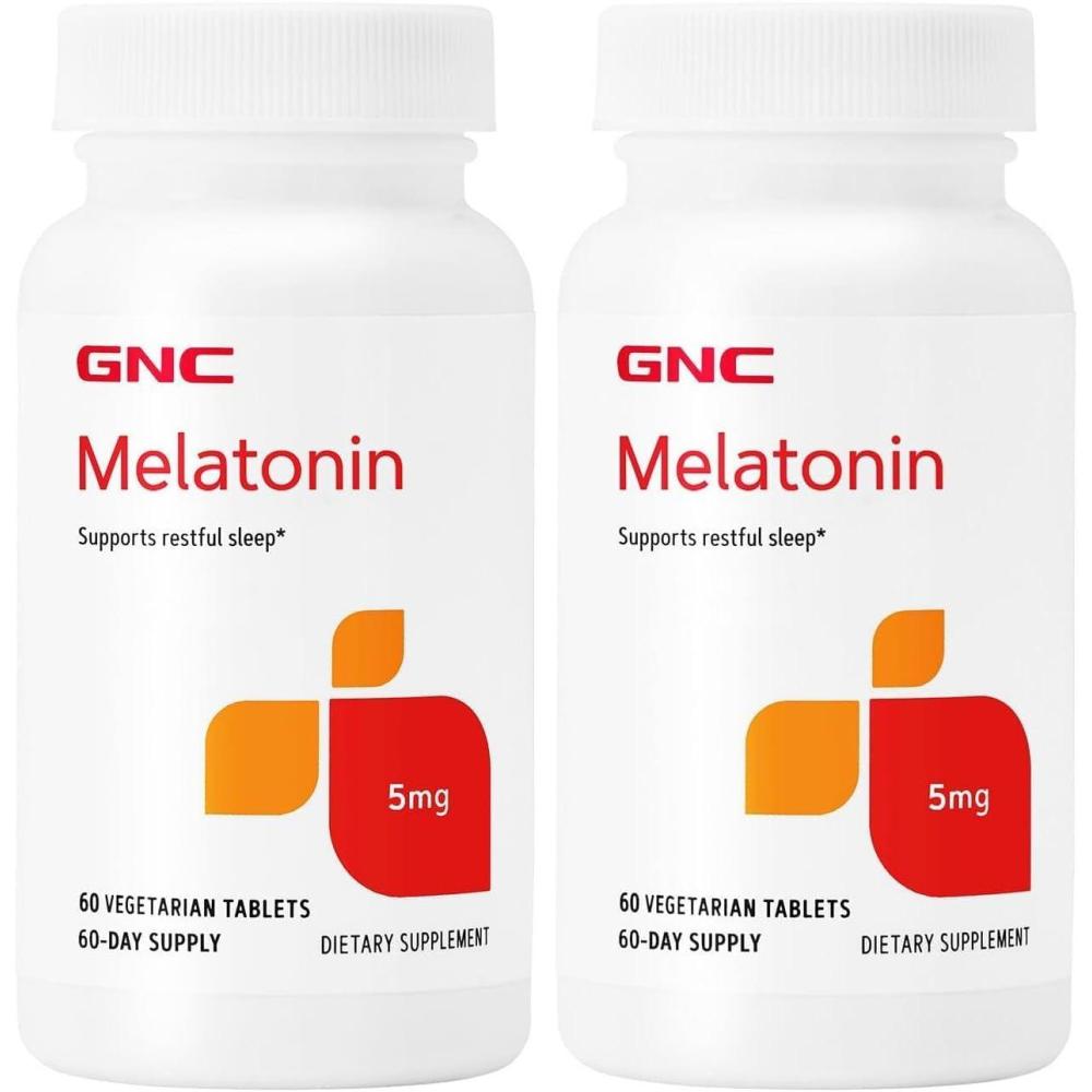 imageGNC Melatonin 5mg Supports Restful Sleep 60 Tablets60 Count Pack of 2