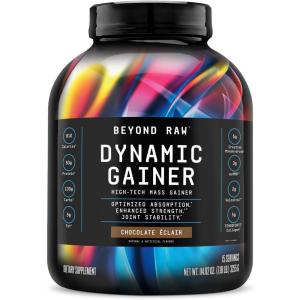 BEYOND RAW Dynamic Gainer | High-Tech Mass Gainer | Optimized Absorption, Enhanced Strength, and Joint Stability | Chocolate Éclair | 15 Servings(Chocolate Eclair)