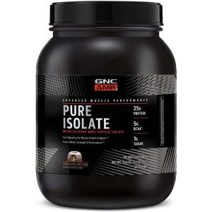 GNC AMP Pure Isolate | Fuels Athletic Strength, Performance and Muscle Growth | Fast Absorbing | 25g Whey Protein Iso with 5g BCAA | 28 Servings | Chocolate Lava Cake