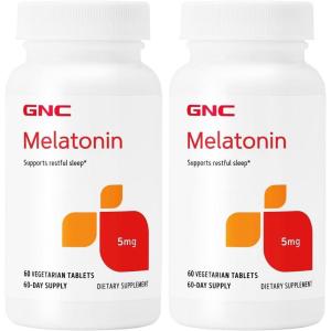 GNC Melatonin 5mg, Supports Restful Sleep, 60 Tablets(60 Count (Pack of 2))