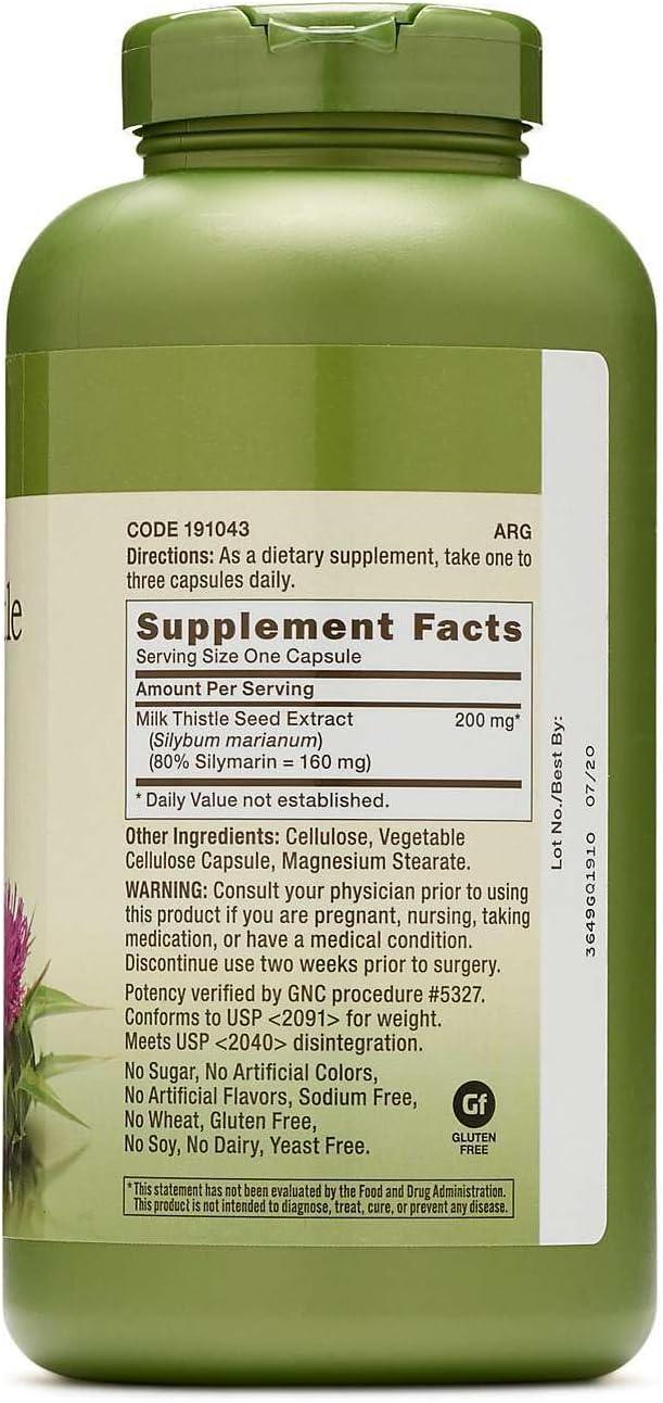imageGNC Herbal Plus Milk Thistle 200mg Supplement Vegetarian Supports Healthy Liver Function 300 Servings300 Count Pack of 1
