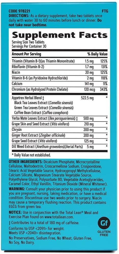 imageGNC Total Lean Appetrex Control Clinically Shown to Reduce Calorie Intake 60 Tablets