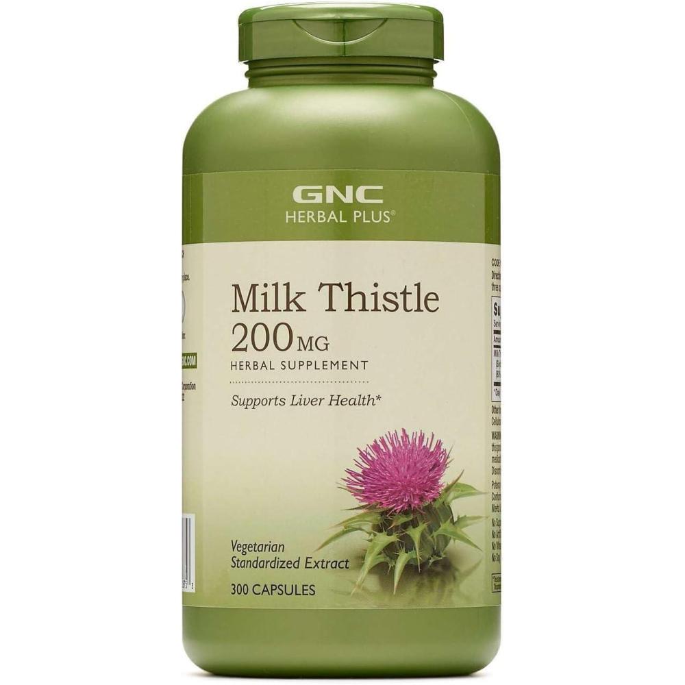 imageGNC Herbal Plus Milk Thistle 200mg Supplement Vegetarian Supports Healthy Liver Function 300 Servings300 Count Pack of 1
