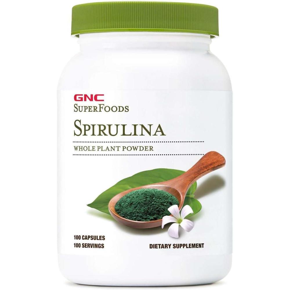 imageGNC SuperFoods Spirulina Whole Plant Powder Capsules 100 Capsules 100 Servings