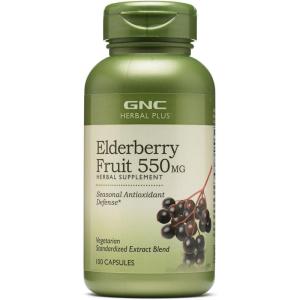 GNC Herbal Plus Elderberry Fruit 550mg, Vegetarian Supplement, 100 Servings(100 Count (Pack of 1))