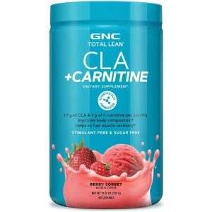 GNC Total Lean CLA + Carnitine | Improves Body Composition and Fuels Muscle Recovery, Stimulant Free and Sugar Free | Berry Sorbet | 60 Servings