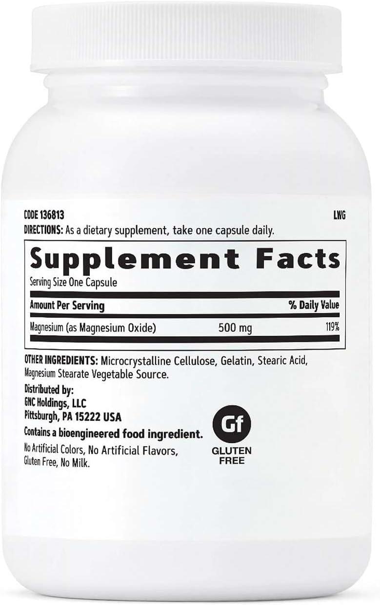 imageGNC Magnesium 500mg 120 Capsules Supports Calcium Absorption and Strong Teeth and Bones