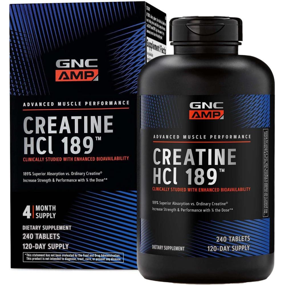 imageGNC AMP Creatine HCl 189 Pills Clinically Proven Strength amp Muscle Builder Athletic Performance Energy Production Recovery Supplement Fast Absorbing Gluten Free Formula 60 Servings240 Count Pack of 1