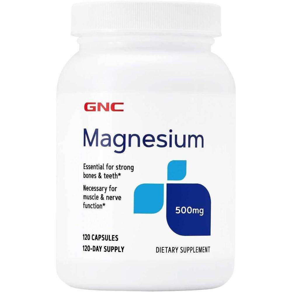 imageGNC Magnesium 500mg 120 Capsules Supports Calcium Absorption and Strong Teeth and Bones